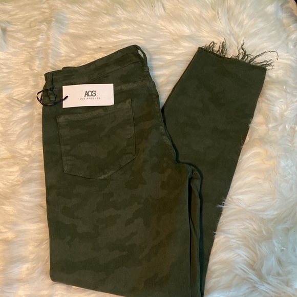 AOS Los Angeles Christina Raw Hem Army Green camouflage skinny Jeans.  Size 8 - Picture 1 of 9